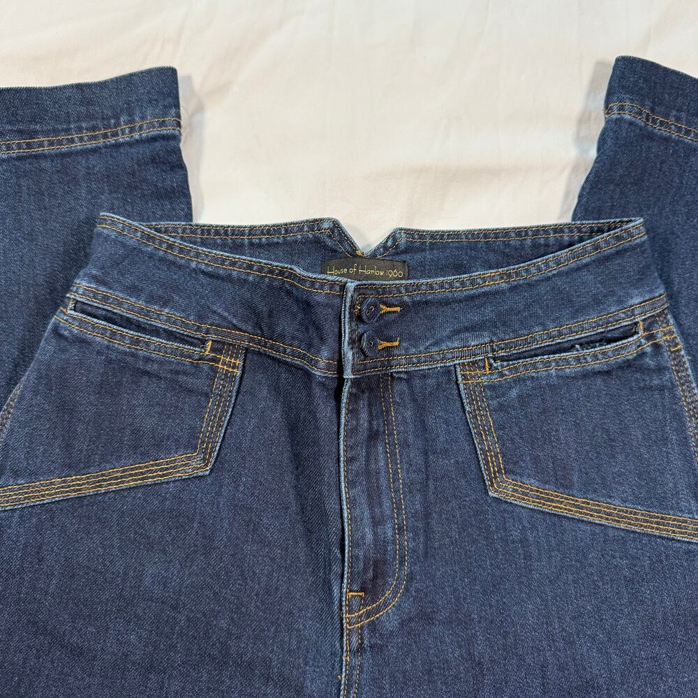 House of Harlow 1960 Wide leg Sailor Dark Wash High Rise Blue Jeans Size 28 - Picture 2 of 12